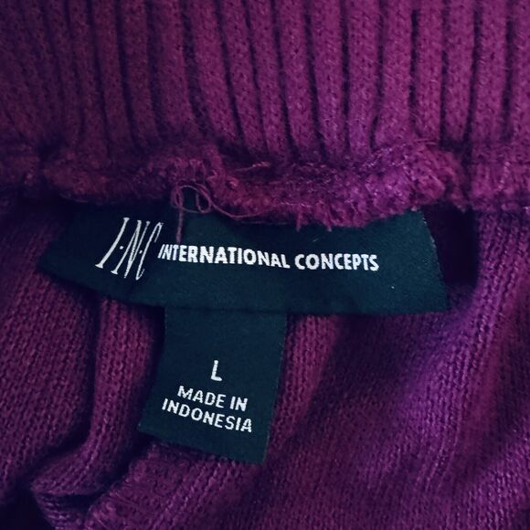 INC Large Flare Knit Sweater Pants Pockets Stretch Autumn Berry Magenta New - Picture 6 of 8